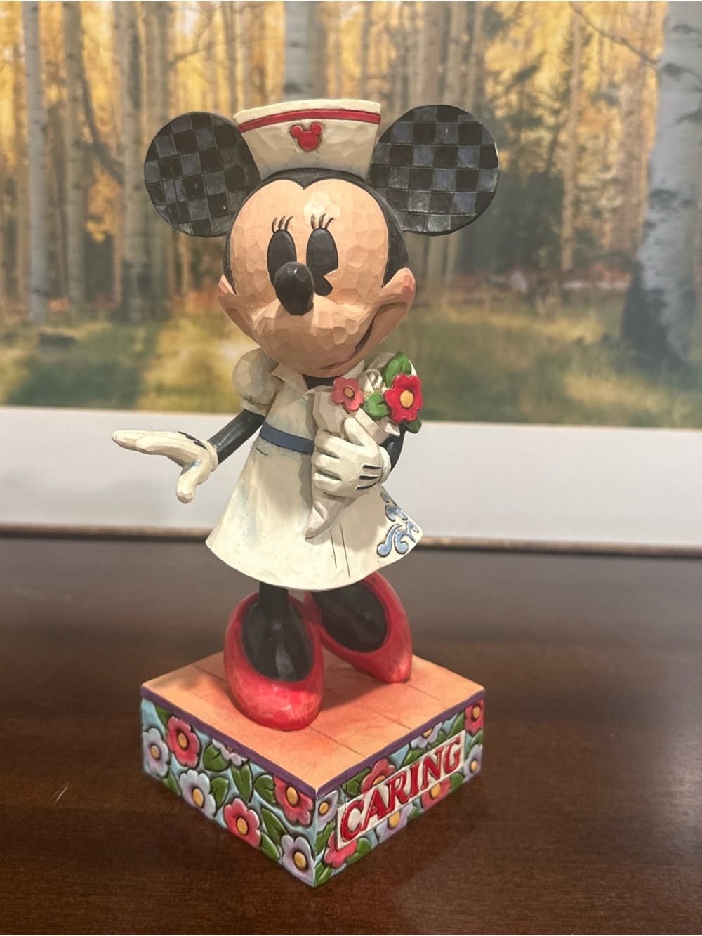 Disney Minnie Mouse Nurse Jim Shore Figurine in Cream, Red, Black and Blue